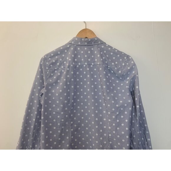Talbots Women's Striped Polka Dot Long Sleeve Cotton Button‎ Down Blouse Size M - Picture 5 of 9